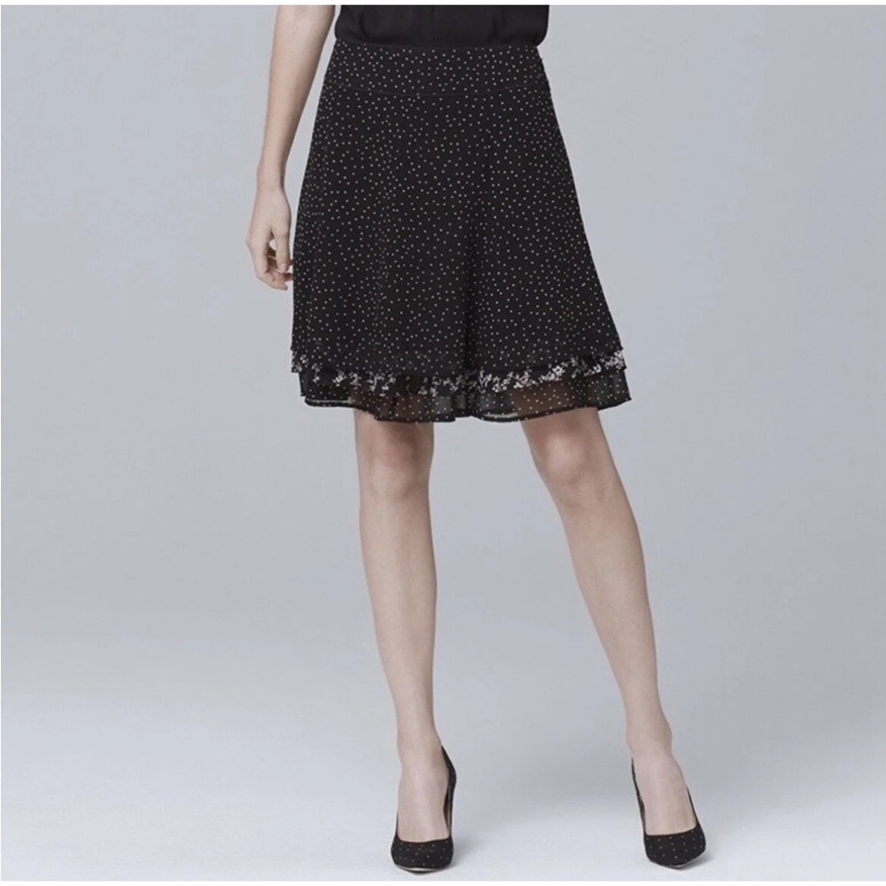 NWT White House Black Market Polka Dot Tiered Skirt 10